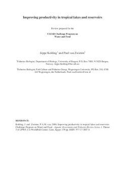 Improving productivity in tropical lakes and reservoirs Improving productivity in tropical lakes and reservoirs