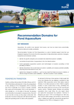 Recommendation domains for pond aquaculture Recommendation domains for pond aquaculture