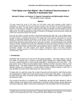 Fish fights over fish rights: non-traditional security issues in fisheries in Southeast Asia