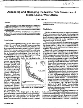 Assessing and managing the marine fish resources of Sierra Leone, West Africa Assessing and managing the marine fish resources of Sierra Leone, West Africa