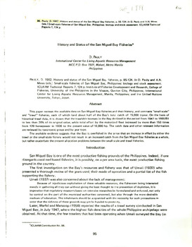 History and status of the San Miguel Bay fisheries