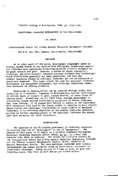 Traditional fisheries development in the Philippines