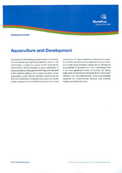 Aquaculture and development Aquaculture and development