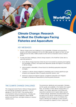 Climate change: research to meet the challenges facing fisheries and aquaculture Climate change: research to meet the challenges facing fisheries and aquaculture