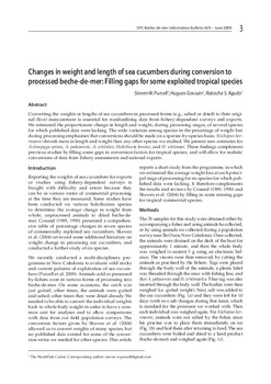 Changes in weight and length of sea cucumbers during conversion to processed beche-de-mer: filling gaps for some exploited tropical species Changes in weight and length of sea cucumbers during conversion to processed beche-de-mer: filling gaps for some exploited tropical species