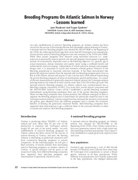 Breeding programs on Atlantic salmon in Norway: lessons learned Breeding programs on Atlantic salmon in Norway: lessons learned