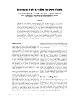 Lessons from the breeding program of rohu Lessons from the breeding program of rohu