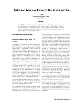 Policies on release of improved fish strains in China Policies on release of improved fish strains in China