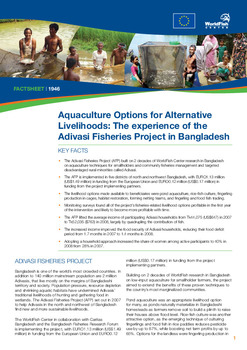 Aquaculture options for alternative livelihoods: the experience of the Adivasi Fisheries Project in Bangladesh Aquaculture options for alternative livelihoods: the experience of the Adivasi Fisheries Project in Bangladesh