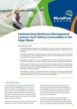 Implementing resilience management: lessons from fishing communities in the Niger basin Implementing resilience management: lessons from fishing communities in the Niger basin