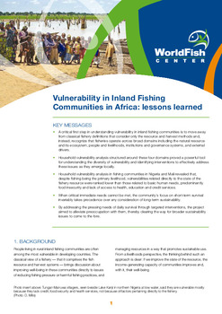 Vulnerability in inland fishing communities in Africa: lessons learned Vulnerability in inland fishing communities in Africa: lessons learned