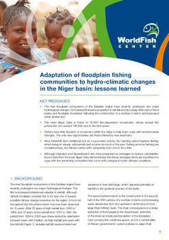 Adaptation of floodplain fishing communities to hydro-climatic changes in the Niger basin: lessons learned Adaptation of floodplain fishing communities to hydro-climatic changes in the Niger basin: lessons learned