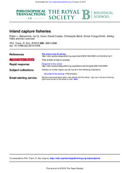 Inland capture fisheries Inland capture fisheries