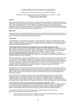 Is water productivity relevant in fisheries and aquaculture?
