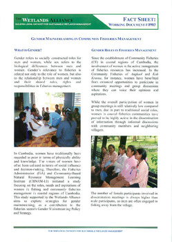 Gender mainstreaming in community fisheries management Gender mainstreaming in community fisheries management