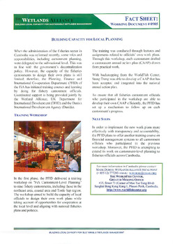 Building capacity for local planning Building capacity for local planning