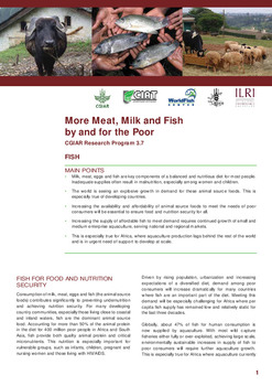 More meat, milk and fish by and for the poor --- CGIAR Research Program 3.7 - Fish More meat, milk and fish by and for the poor --- CGIAR Research Program 3.7 - Fish