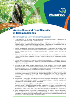 Aquaculture and food security in Solomon Islands Aquaculture and food security in Solomon Islands