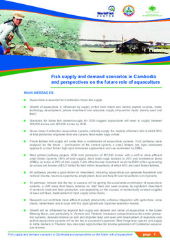 Fish supply and demand scenarios in Cambodia and perspectives on the future role of aquaculture Fish supply and demand scenarios in Cambodia and perspectives on the future role of aquaculture