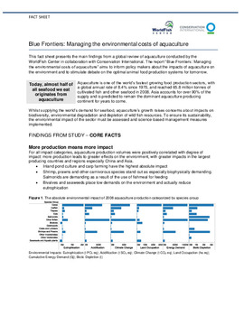 Blue frontiers: managing the environmental costs of aquaculture Blue frontiers: managing the environmental costs of aquaculture