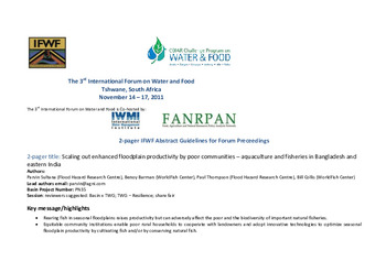 Scaling out enhanced floodplain productivity by poor communities: aquaculture and fisheries in Bangladesh and eastern India Scaling out enhanced floodplain productivity by poor communities: aquaculture and fisheries in Bangladesh and eastern India