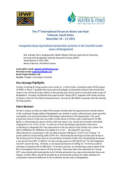 Integrated aqua-agricultural production systems in the brackish water zones of Bangladesh