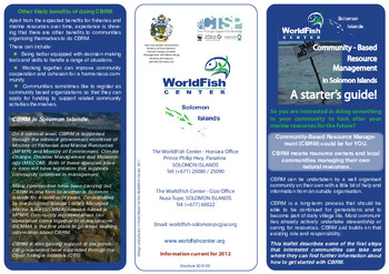 Community-based resource management in Solomon Islands: a starter's guide