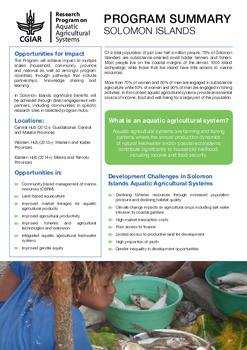 Research Program on Aquatic Agricultural Systems: Program summary: Solomon Islands