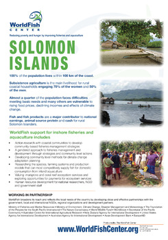 The WorldFish Center: Solomon Islands The WorldFish Center: Solomon Islands
