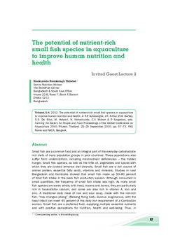 The potential of nutrient-rich small fish species in aquaculture to improve human nutrition and health