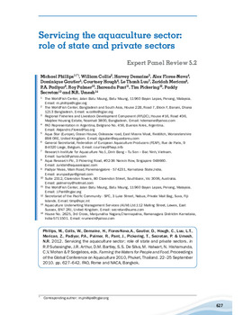 Servicing the aquaculture sector: role of state and private sectors