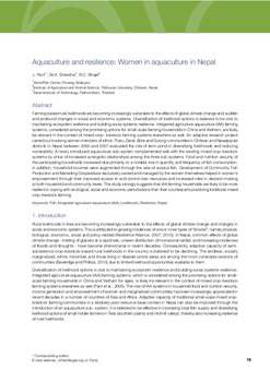 Aquaculture and resilience: Women in aquaculture in Nepal