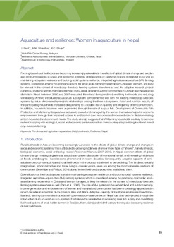 Aquaculture and resilience: Women in aquaculture in Nepal Aquaculture and resilience: Women in aquaculture in Nepal