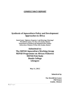 Synthesis of aquaculture policy and development approaches in Africa Synthesis of aquaculture policy and development approaches in Africa