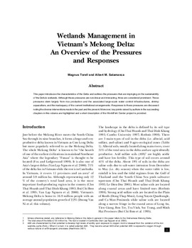 Wetlands management in Vietnam's Mekong Delta: an overview of the pressures and responses