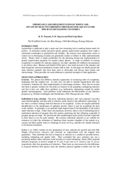 Importance and implementation of simple and advance selective breeding programs for aquaculture species in developing countries