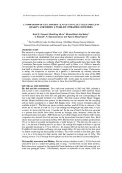 A comparison of GIFT and red tilapia for fillet yield and sensory attributes of flesh quality assessed by a panel of untrained consumers A comparison of GIFT and red tilapia for fillet yield and sensory attributes of flesh quality assessed by a panel of untrained consumers