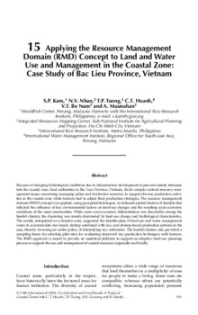 Applying Resource Management Domain (RMD) concept to land and water use and management in the coastal zone: case study of Bac Lieu province, Vietnam Applying Resource Management Domain (RMD) concept to land and water use and management in the coastal zone: case study of Bac Lieu province, Vietnam