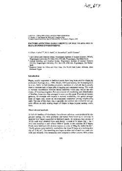 Factors affecting early growth of Nile tilapia fry in hapa-in-pond environments