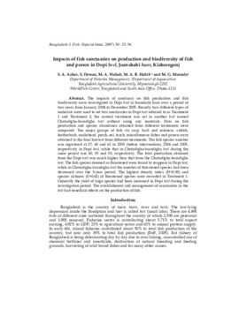 Impacts of fish sanctuaries on production and biodiversity of fish and prawn in Dopi beel, Joanshahi haor, Kishoregonj. Impacts of fish sanctuaries on production and biodiversity of fish and prawn in Dopi beel, Joanshahi haor, Kishoregonj.