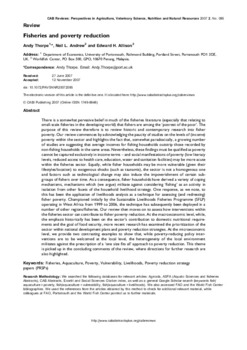 Fisheries and poverty reduction Fisheries and poverty reduction