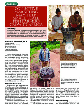 Collective marketing may help small-scale fish farmers in Africa Collective marketing may help small-scale fish farmers in Africa