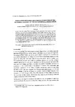 Population dynamics of Lysmata Ensirostris in the Kutubdia channel of the Bay of Bengal, Bangladesh Population dynamics of Lysmata Ensirostris in the Kutubdia channel of the Bay of Bengal, Bangladesh