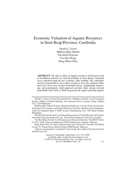 Economic valuation of aquatic resources in Siem Reap Province, Cambodia Economic valuation of aquatic resources in Siem Reap Province, Cambodia