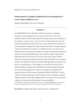 Socioeconomic and ecological considerations in the management of Lower Guinea rainforest rivers