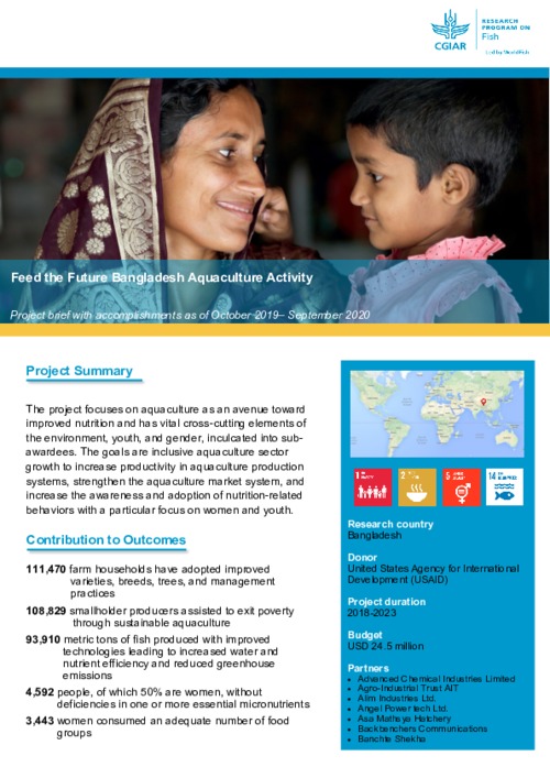 Feed the Future Bangladesh Aquaculture Activity - Project brief (October 2019– September 2020) Feed the Future Bangladesh Aquaculture Activity - Project brief (October 2019– September 2020)