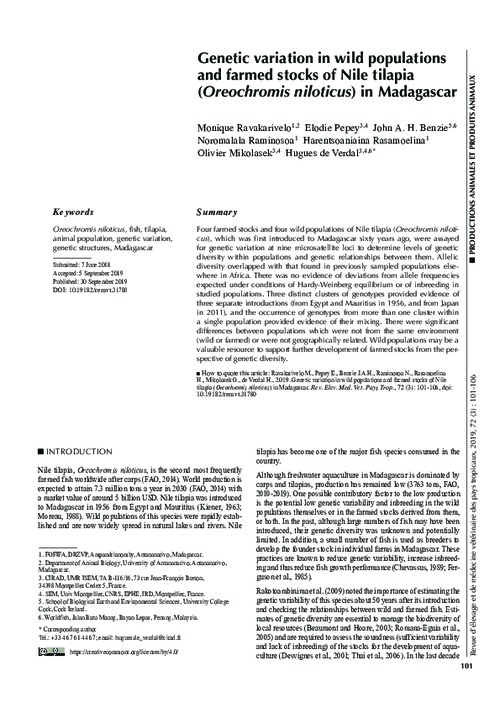 Genetic variation in wild populations and farmed stocks of Nile tilapia (Oreochromis niloticus) in Madagascar