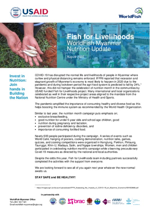 Fish for Livelihoods: Nutrition update August 2020 Fish for Livelihoods: Nutrition update August 2020