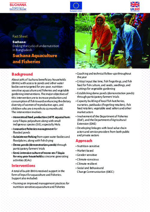 Suchana: Ending the cycle of undernutrition in Bangladesh. Suchana Aquaculture and Fisheries Suchana: Ending the cycle of undernutrition in Bangladesh. Suchana Aquaculture and Fisheries
