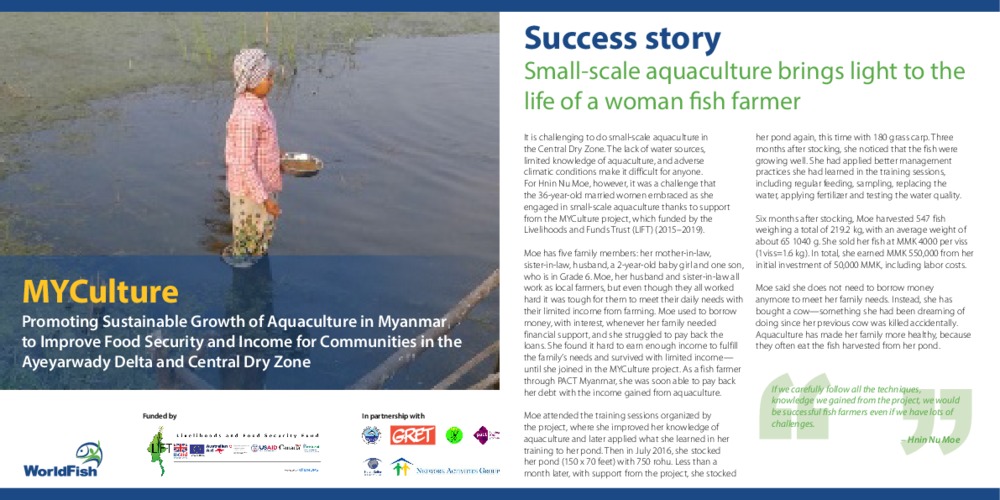 Promoting Sustainable Growth of Aquaculture in Myanmar to Improve Food Security and Income for Communities in the Ayeyarwady Delta and Central Dry Zone